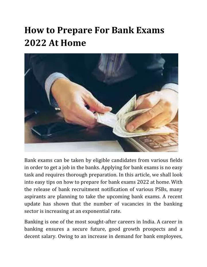 how to prepare for bank exams 2022 at home