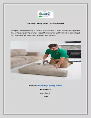 Upholstery Cleaning Toronto  Action.chemdry.ca