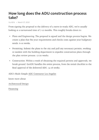 How long does the ADU construction process take.