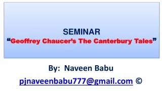 Geoffrey Chaucer’s The Canterbury Tales seminar