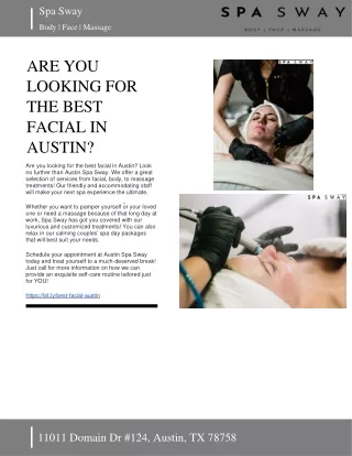 SPA SWAY - ARE YOU LOOKING FOR THE BEST FACIAL IN AUSTIN