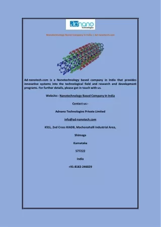 nanotechnology based company in india ad nanotech