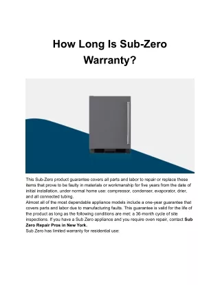 How Long Is Sub-Zero Warranty