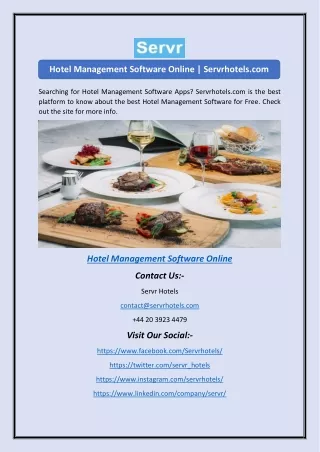 Hotel Management Software Online | Servrhotels.com