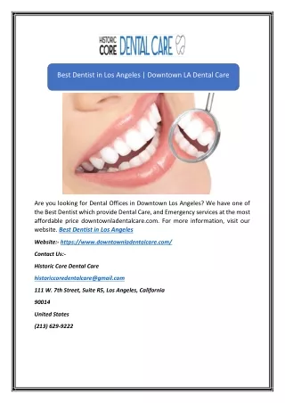 Best Dentist in Los Angeles | Downtown LA Dental Care
