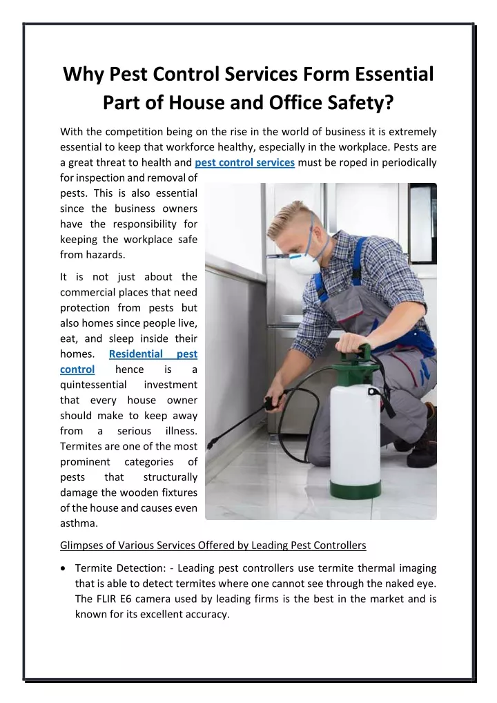 why pest control services form essential part