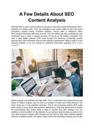 a few details about seo content analysis