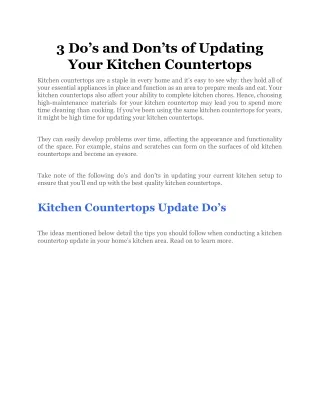 3 do s and don ts of updating your kitchen