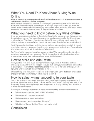 What You Need To Know About Buying Wine Online