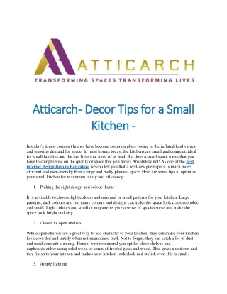 Atticarch Decor Tips for a Small Kitchen