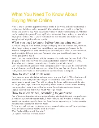 What You Need To Know About Buying Wine Online