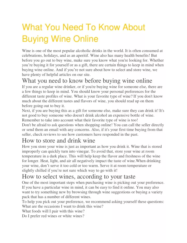 what you need to know about buying wine online
