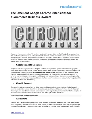 The Excellent Google Chrome Extensions for eCommerce Business Owners