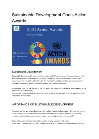 Sustainable Development Goals Action Awards
