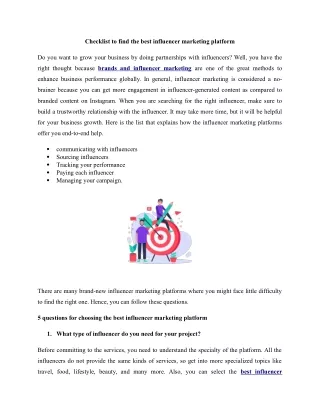 checklist to find the best influencer marketing