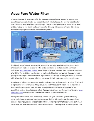aqua pure water filter