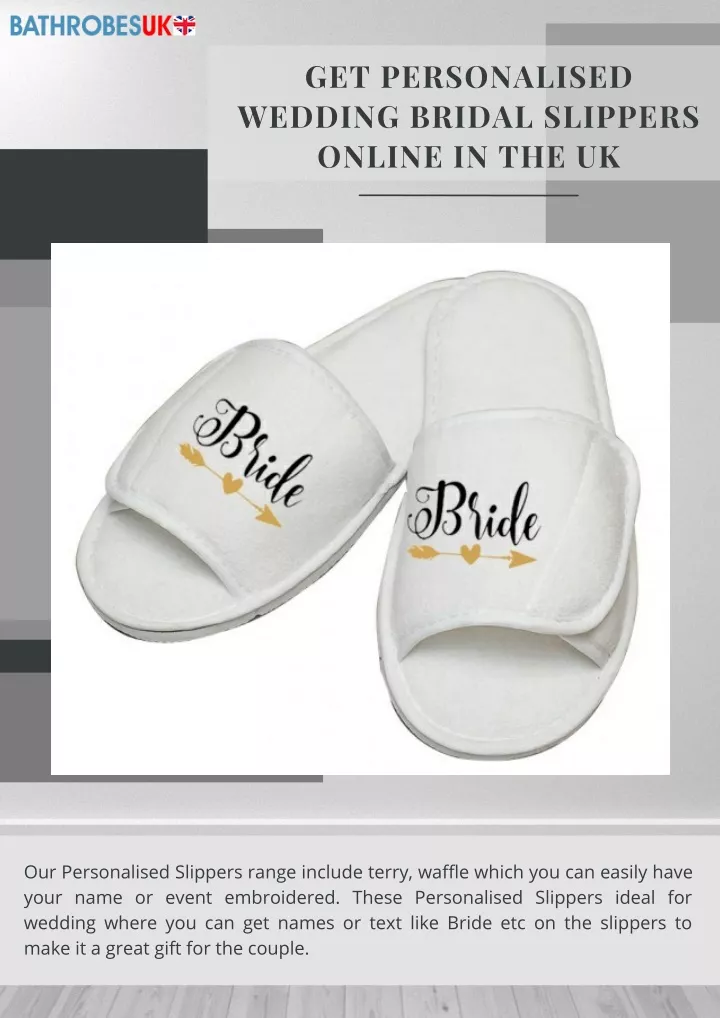 get personalised wedding bridal slippers online