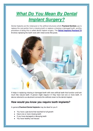 What Do You Mean By Dental Implant Surgery