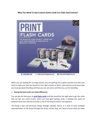 why you need to get custom game cards for clubs