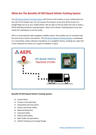 what are the benefits of gps based vehicle
