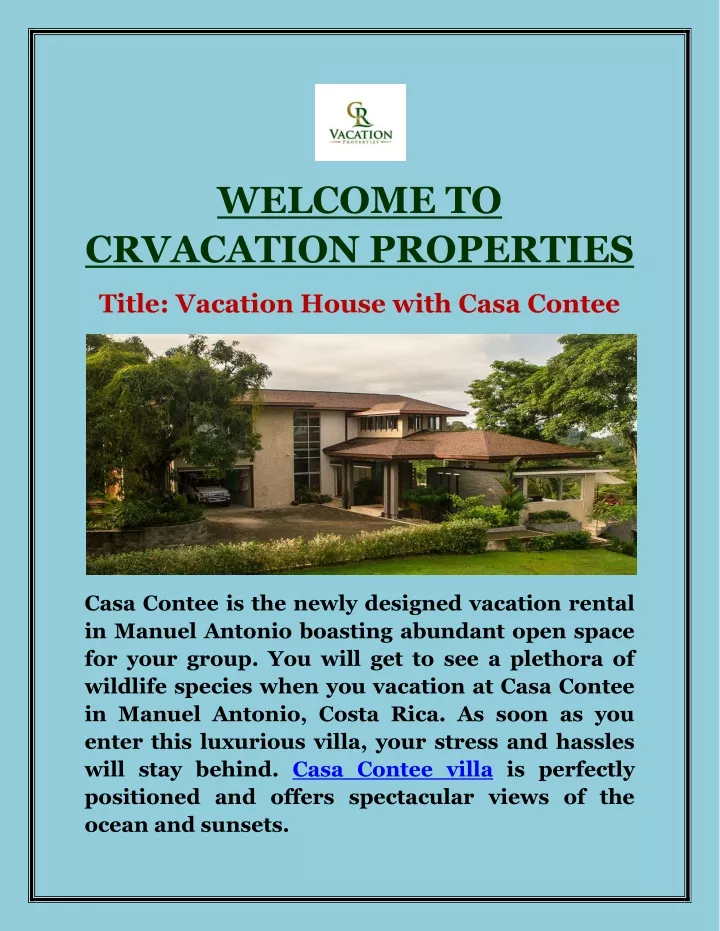 welcome to crvacation properties