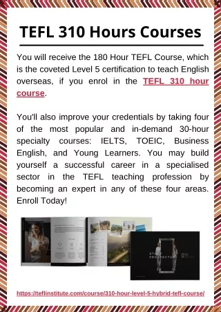 TEFL 310 Hours Courses