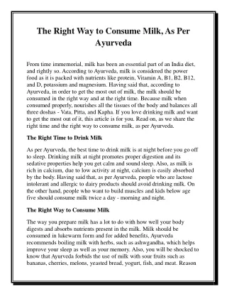 The Right Way to Consume Milk, As Per Ayurveda