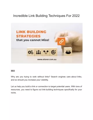 Incredible Link Building Techniques For 2022
