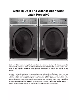 What To Do If The Washer Door Won't Latch Properly