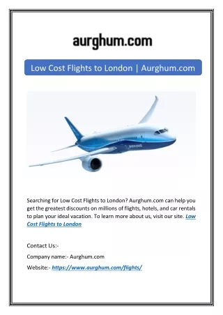 Low Cost Flights to London | Aurghum.com