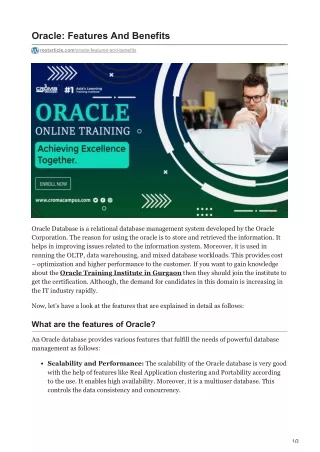 oracle features and benefits