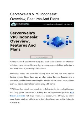 serverwala s vps indonesia overview features