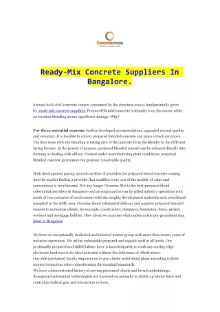 ready mix concrete suppliers in bangalore