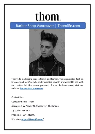 barber shop vancouver thomlife com