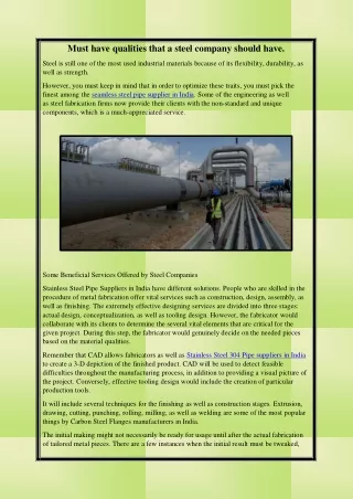 Qualities That Must Have by A Steel Company