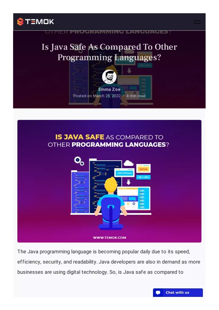 is java safe as compared to other programming