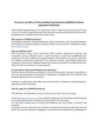 The How’s and Why’s of Oman Medical Specialty Board (OMSB) Certificate equivalency Explained