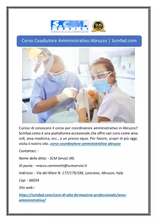 Corso Coadiutore Amministrativo Abruzzo | Scmfad.com