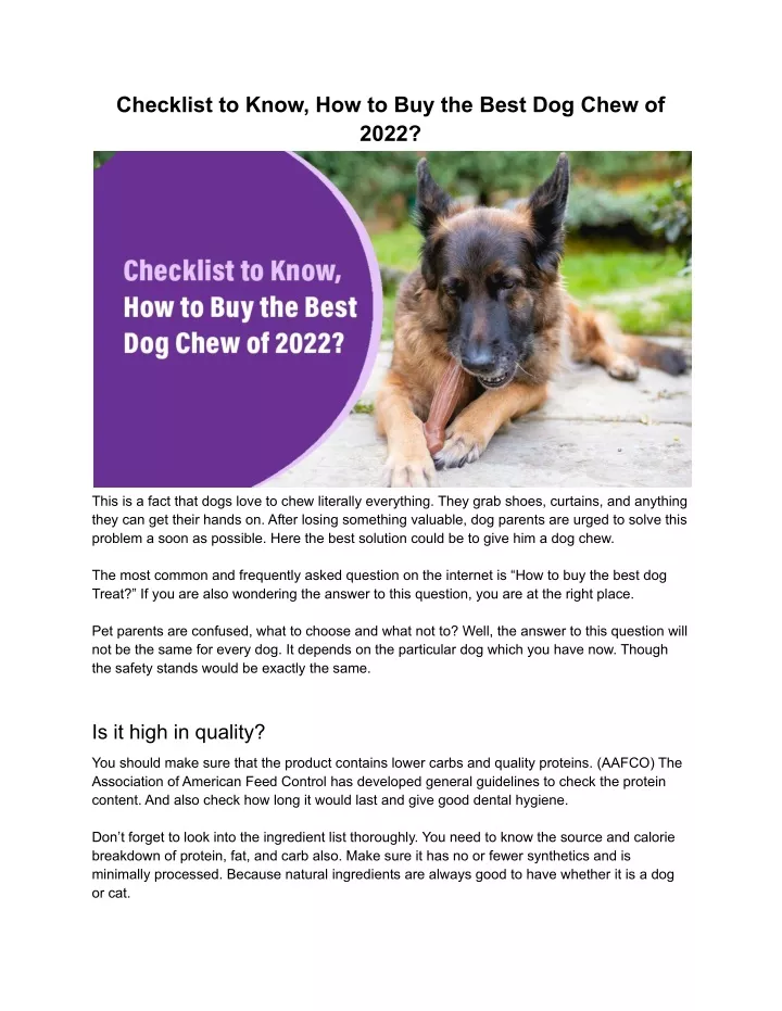 checklist to know how to buy the best dog chew