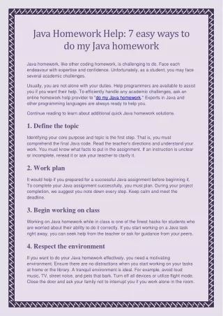 Java Homework Hacks-7 easy ways to do my Java homework