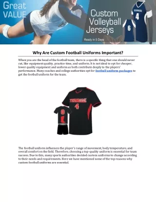 Why Are Custom Football Uniforms Important