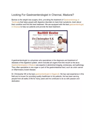 looking for gastroenterologist in chennai madurai