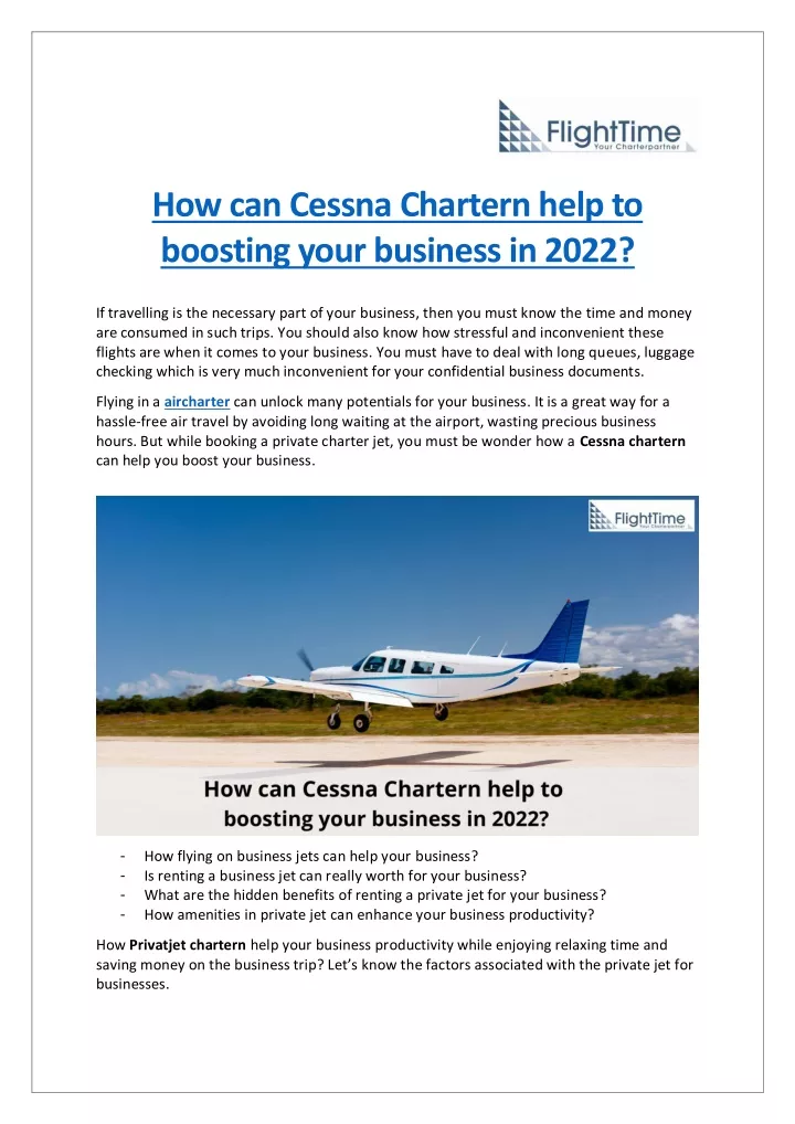 how can cessna chartern help to boosting your