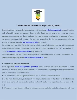 choose a great dissertation topics in easy steps
