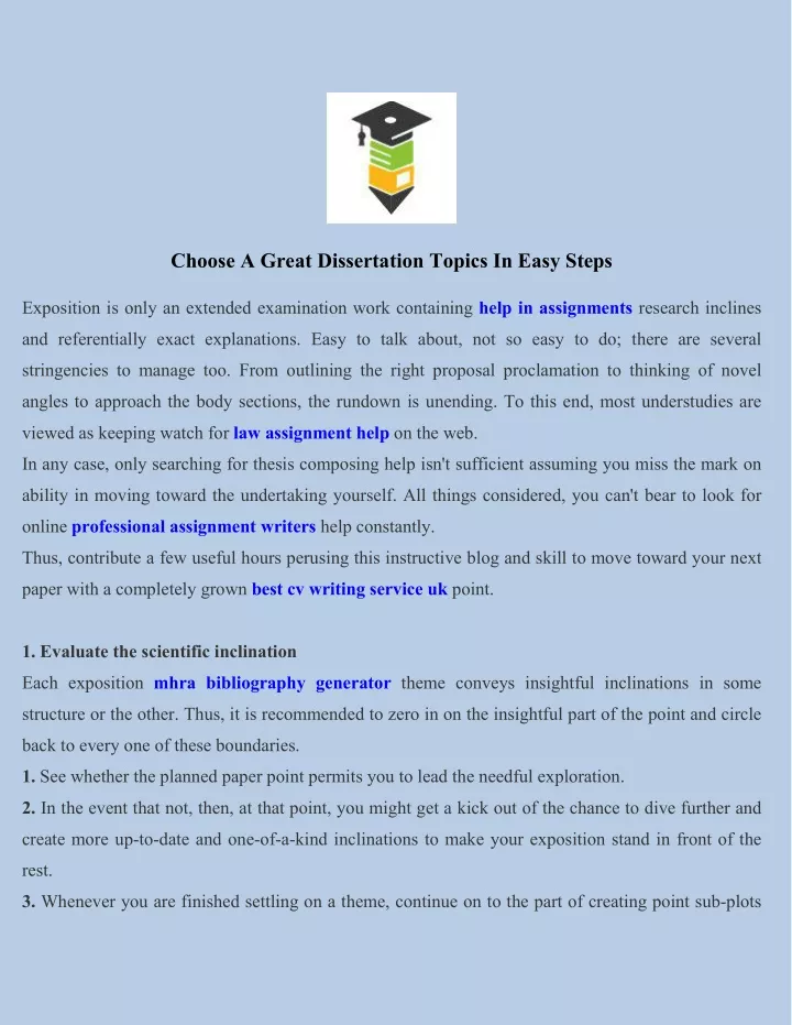 choose a great dissertation topics in easy steps