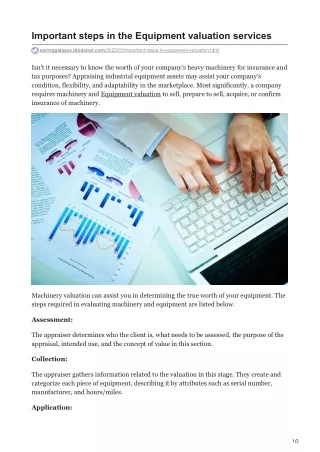 important steps in the equipment valuation