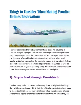 things to consider when making frontier airlines