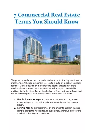 7 Commercial Real Estate Terms You Should Know