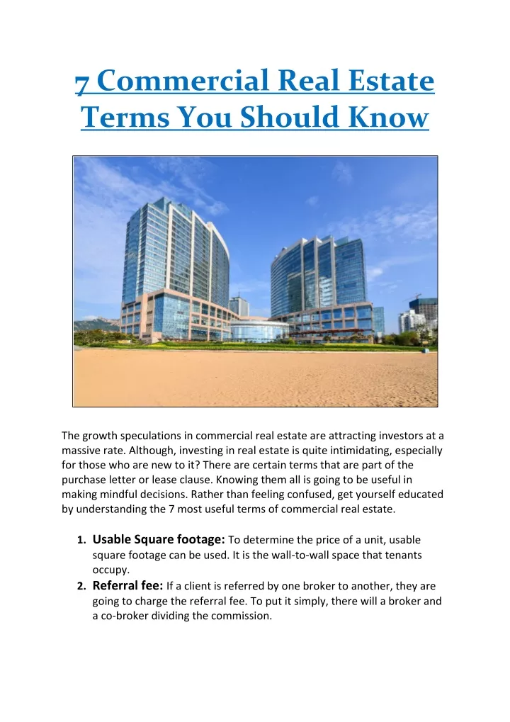 7 commercial real estate terms you should know