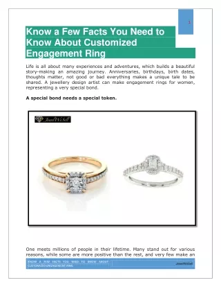 Know a Few Facts You Need to Know About Customized Engagement Ring